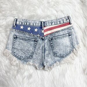 Bullhead Denim Co Women’s American Flag High Rise Denim Shorts Size 3